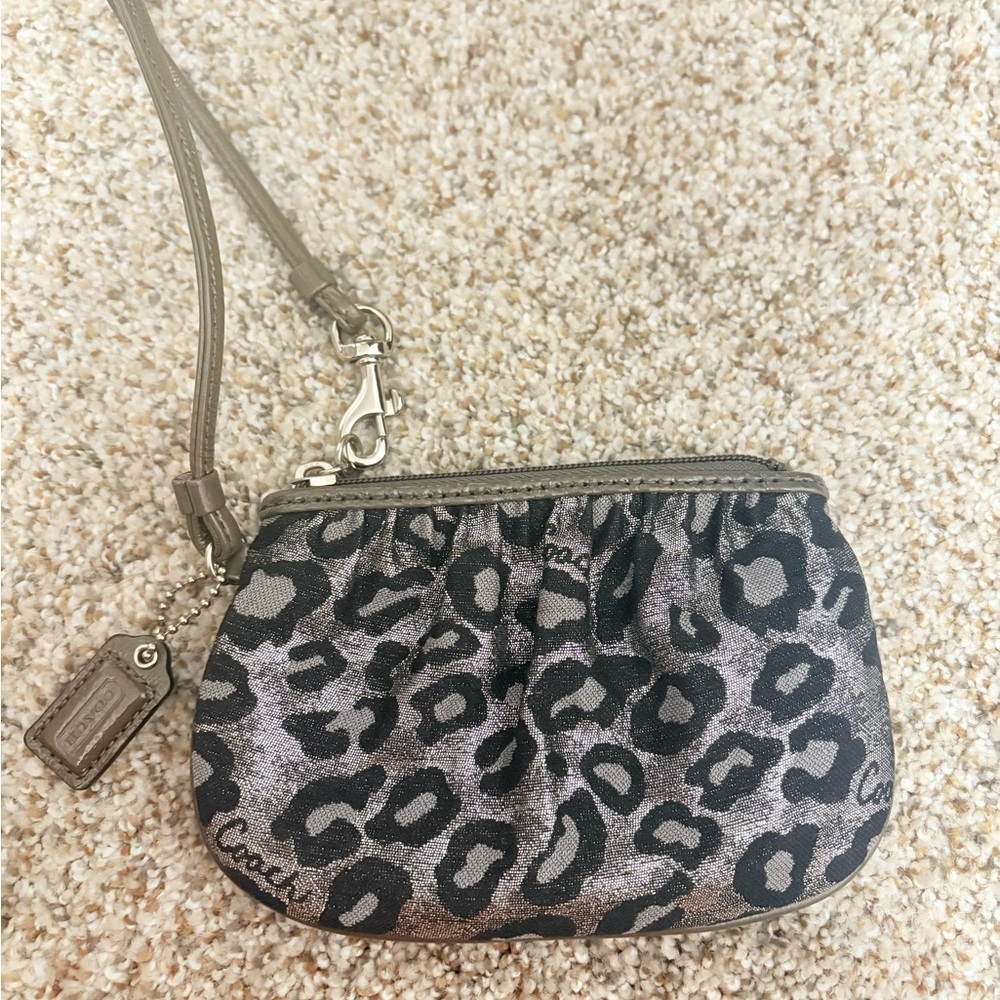 Coach Animal Print Wristlet in Black and Gray
